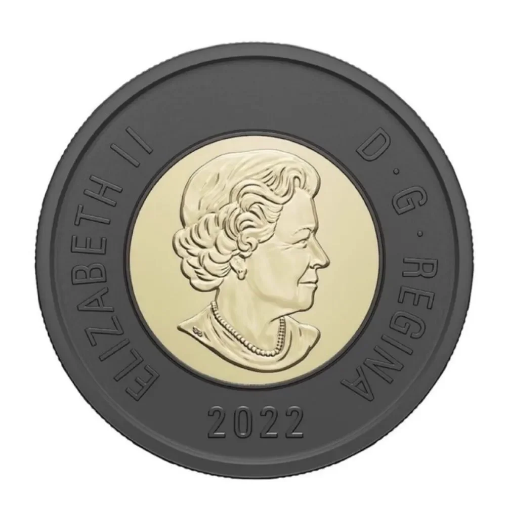 Black Ring Toonie 2022 Queen Elizabeth Canada Uncirculated $2 Dollar Coin Money - Picture 2 of 2